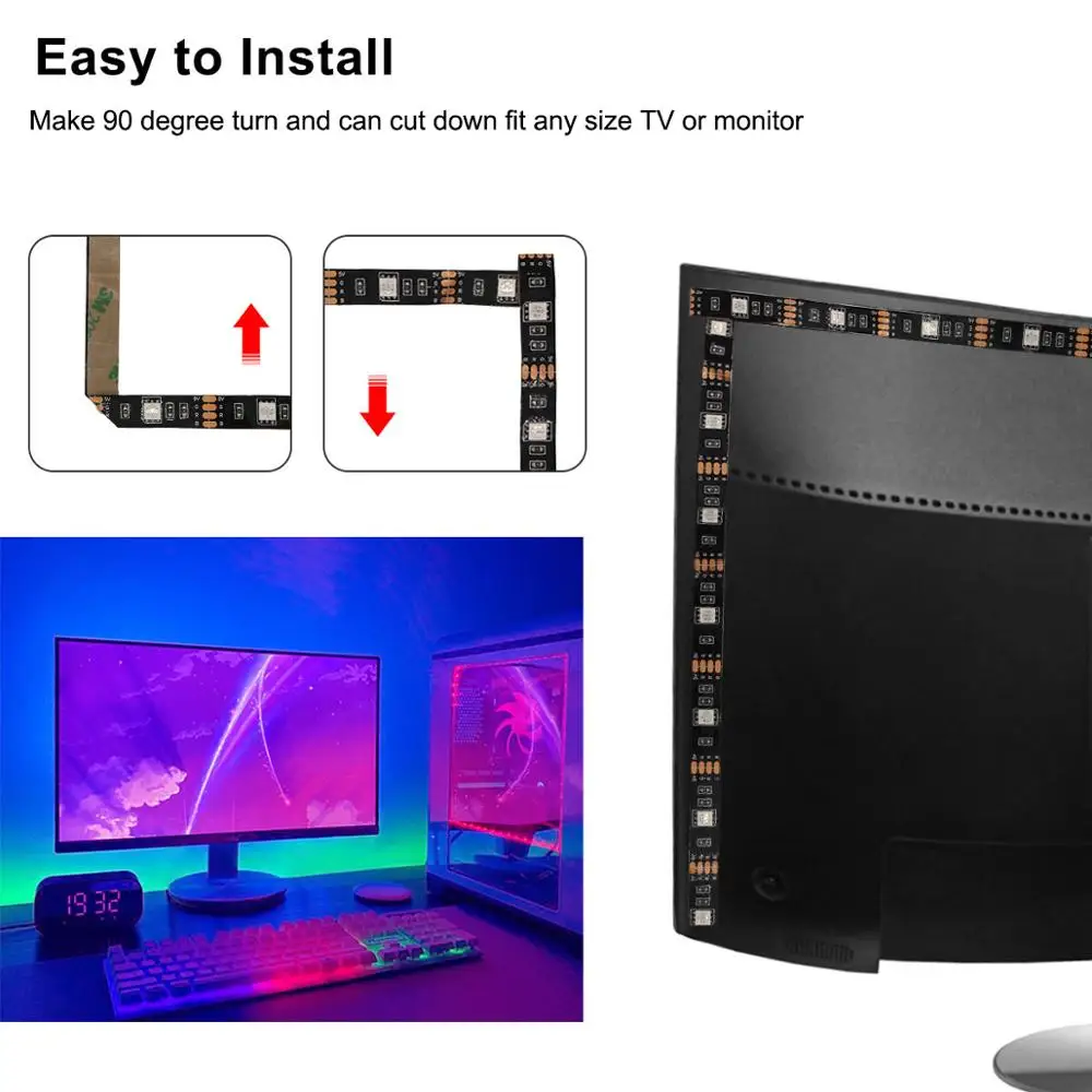 Светодиодная лента 50 см 1 м 2 3 Bluetooth USB RGB светильник 5050 DC 5 В неоновая Tira ТВ фоновый