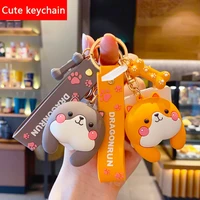 new fashion cute kitten butt leather bag car keychain plastic soft rubber doll pendant key holder ring accessories jewelry gift