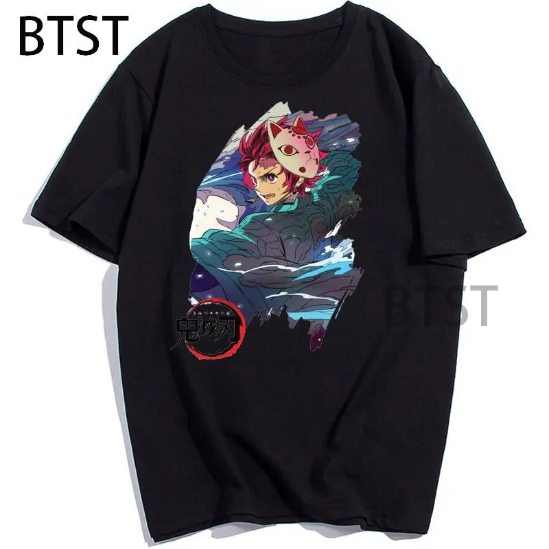 

Мужская футболка с коротким рукавом, летняя свободная футболка унисекс с круглым вырезом, с изображением рассекающего демонов киметсу но я...