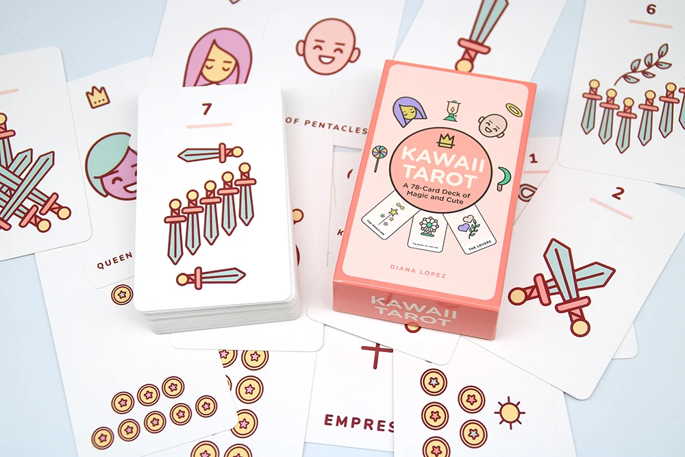 Kawaii Таро 78 игральной карты магии и милые пастельного цвета дизайн обращаюсь к avid
