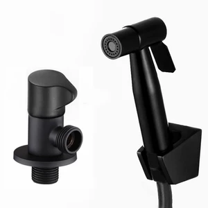 Распылитель для биде, унитаза, латуни, с черным угловым клапаном и шлангом, ручной распылитель для душа, полный набор BD090
