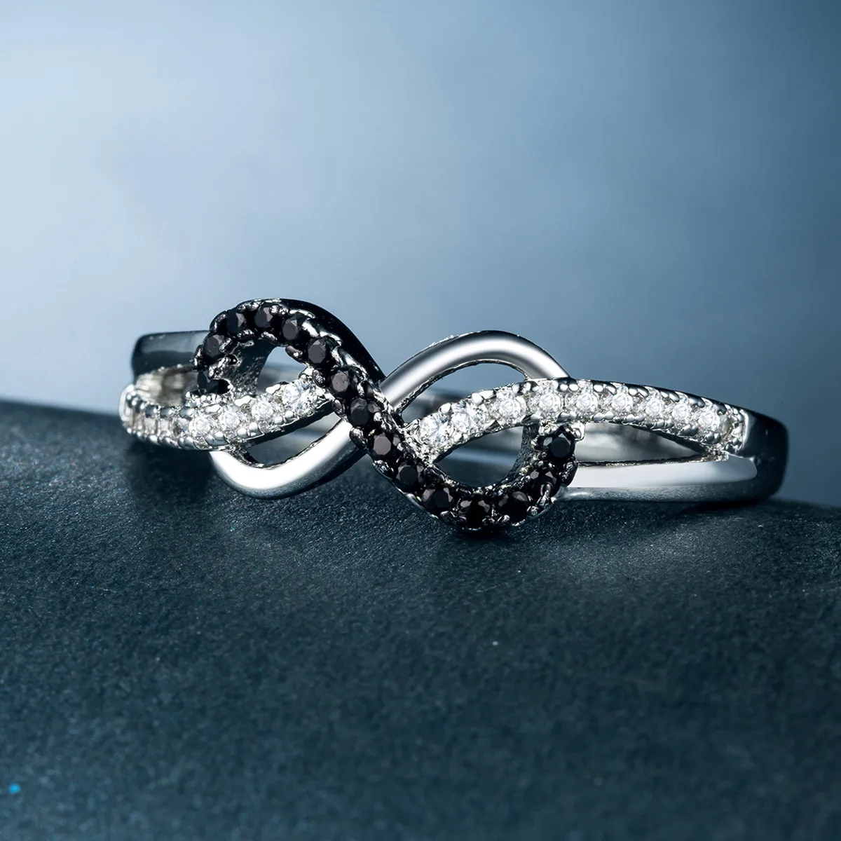 Visisap бесконечное символ черный и белый циркон кольца для женщин модные женские