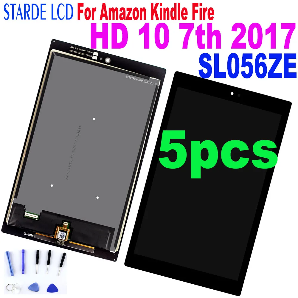 5PCS 10.1’’ LCD Display for Amazon Kindle Fire HD10 7th Gen SL056ZE 2017 LCD Display With Touch Screen Digitizer Full Assembly