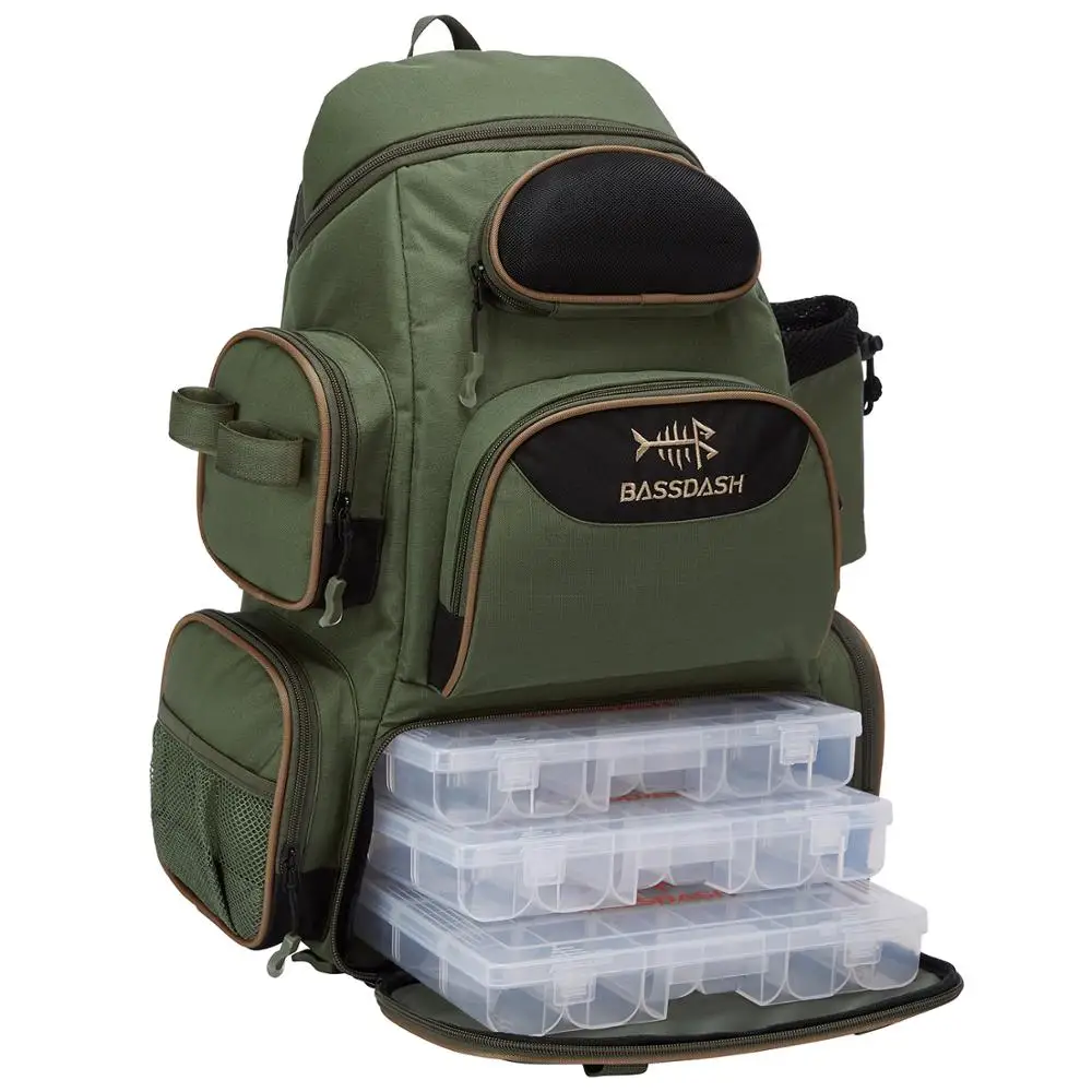 Рюкзак для рыболовных снастей Bassdash [3600] с 3 лотками, многофункциональный