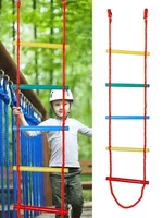 rainbow climbing rope ladder for kids educational toys wooden hanging rope for swing set indoor outdoor fitness equipment