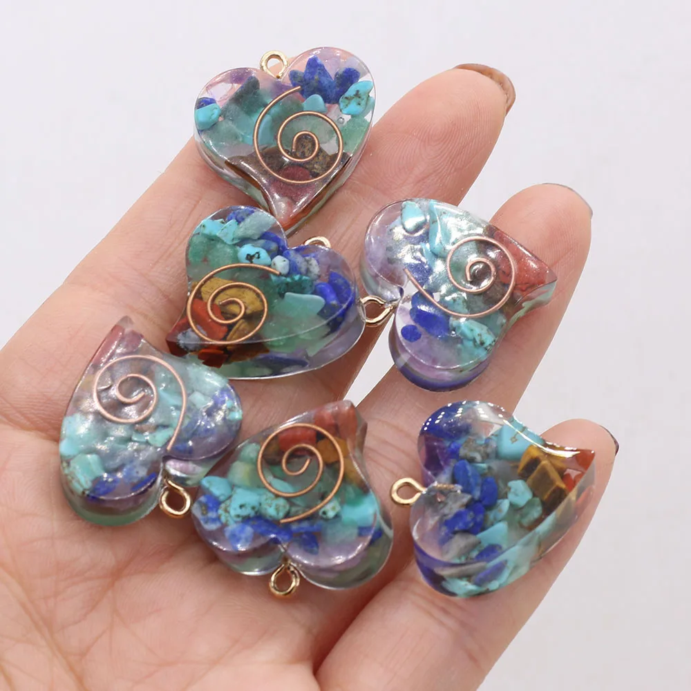 

Natural Stone Heart Shape Pendant Charms Natural Resin Pendant for DIY Jewelry Necklace Bracelets Accessories 22x25mm