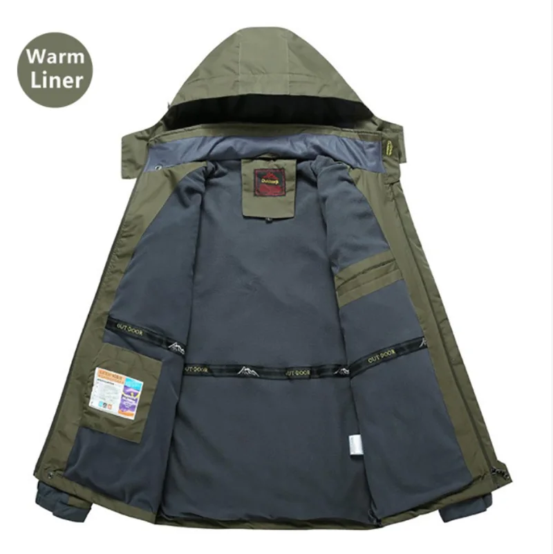 2019 Male Velvet Warm Color Jacket Autumn Winter High Quality Brand Waterproof Windproof Jacket Coat Tourism Mountain Jacket Men