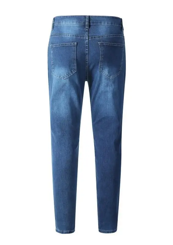 

High quality men's holed leg stretch jeans stitching tight LEG JEANS NEW