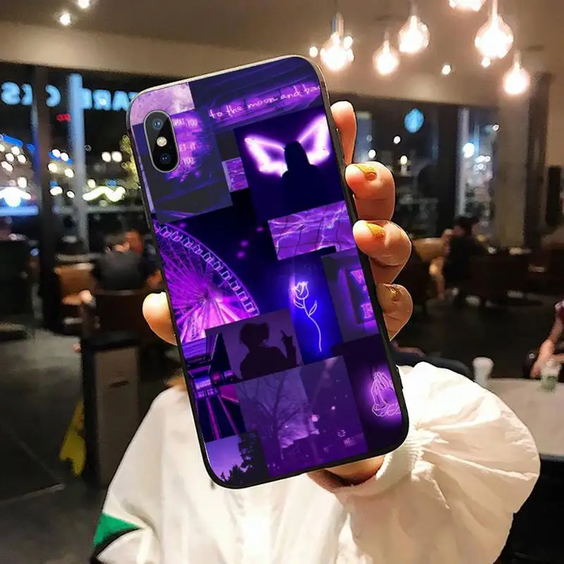 

infinity on Purple aesthetics poster Phone Case for iPhone 11 12 pro XS MAX 8 7 6 6S Plus X 5S SE 2020 XR Anti-fall cover