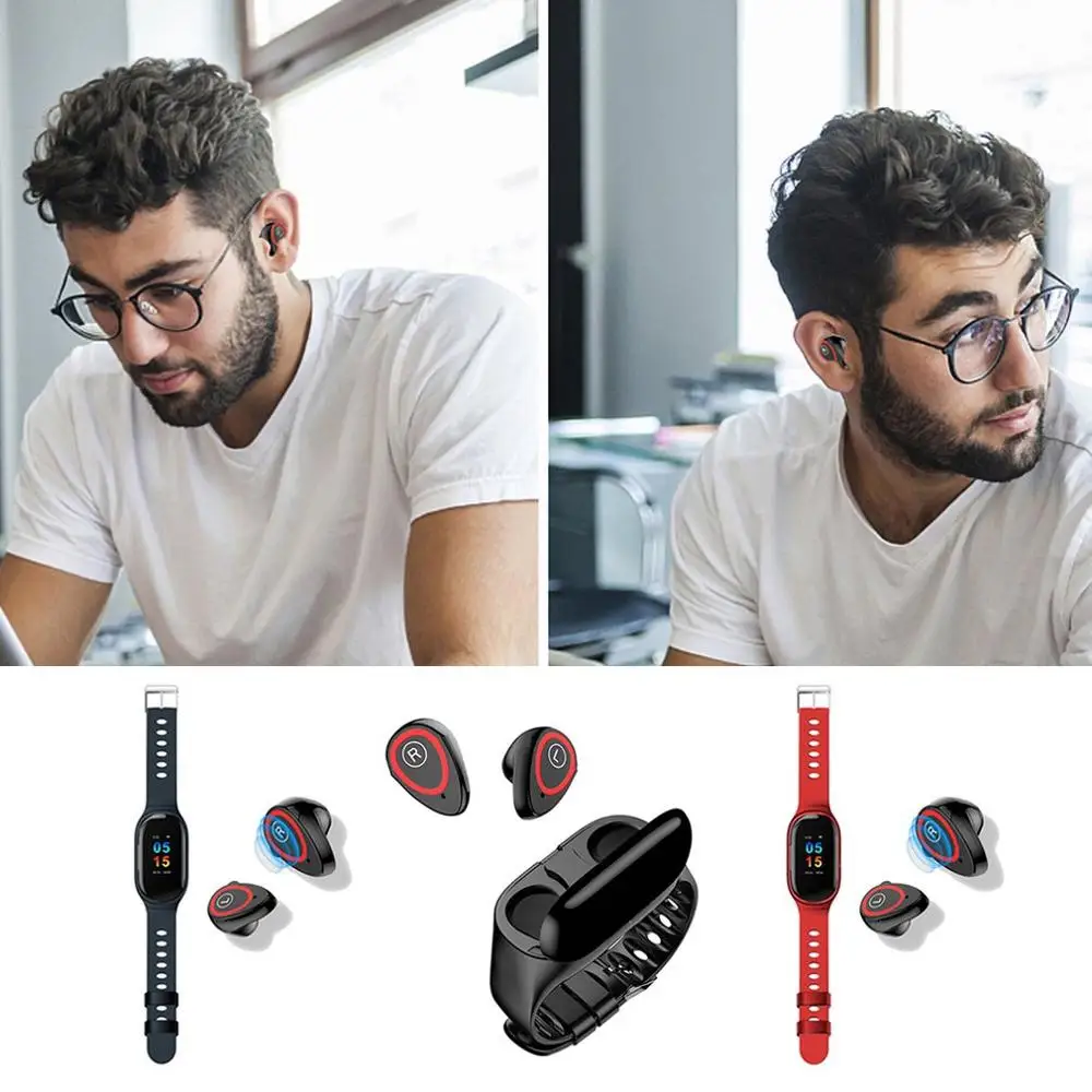 2020 M1 Bluetooth наушники с ИИ Смарт-часы пульсометром умный браслет длительным
