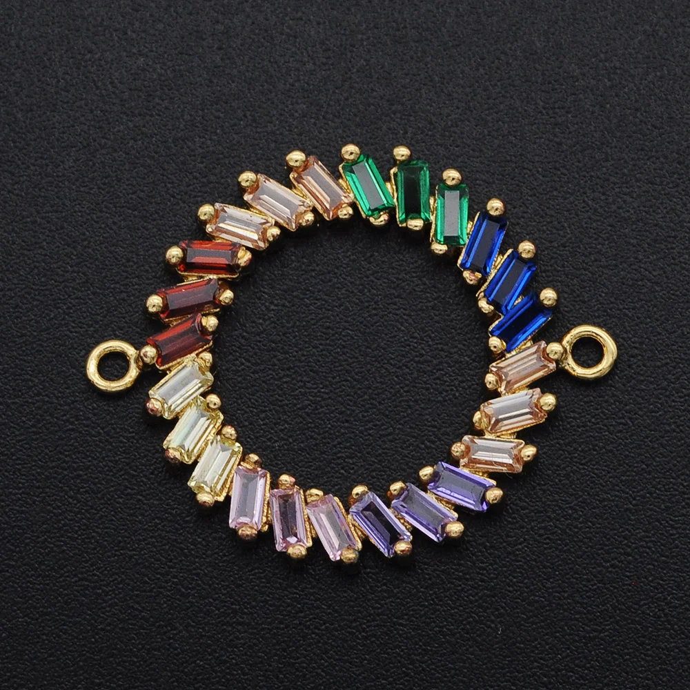 

5pcs/lot 29x21mm CZ Zircon DIY Jewelry Luxury Rhombus Disc Charm Connectors Wholesale Bracelet Making Connector