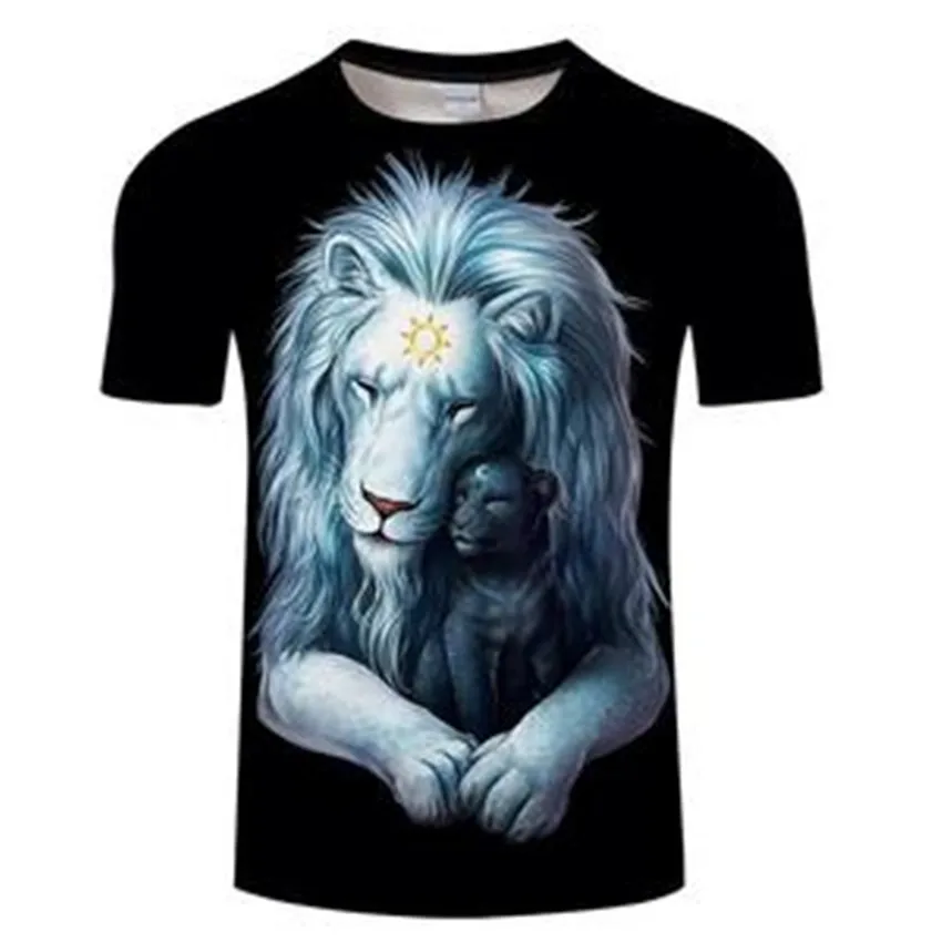 

KISSQIQI High Quality 3D Printed T-shirt Does Not Fade Animal Lion Fashion Whimsy Men's Summer Short Sleeve Maximum Size 5XL
