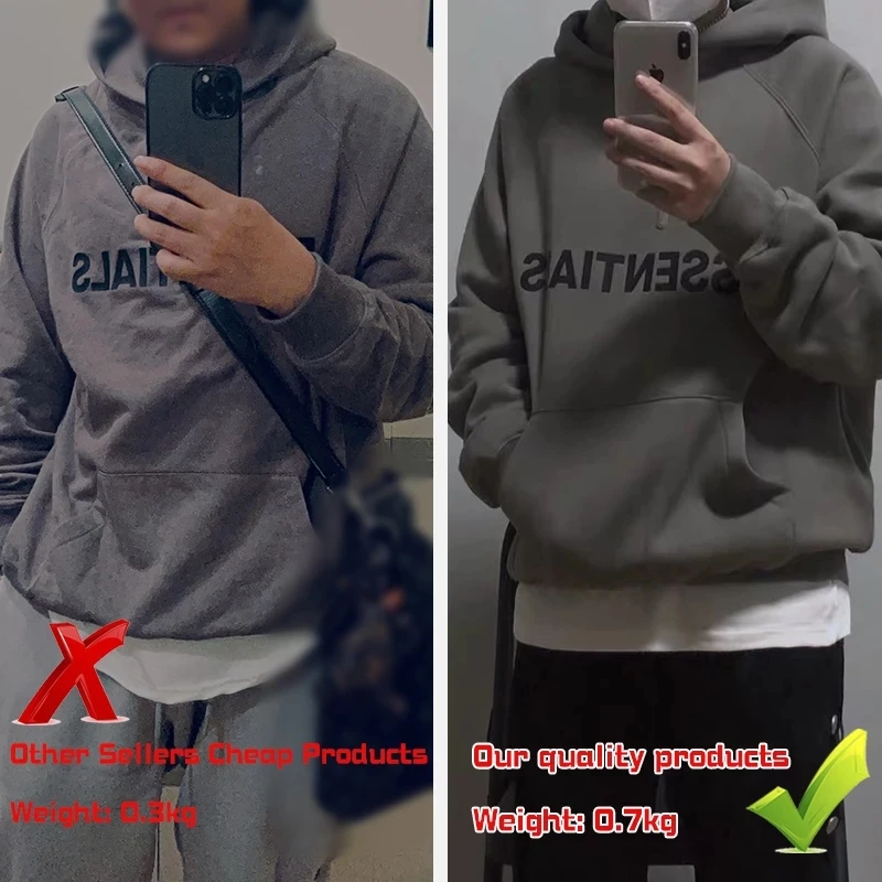 

New Men's Essentials Hoodies Sweatshirts Reflective Letters Printing Fleece Oversized Hoodie Fashion Hip Hop Sweatshirt Couples