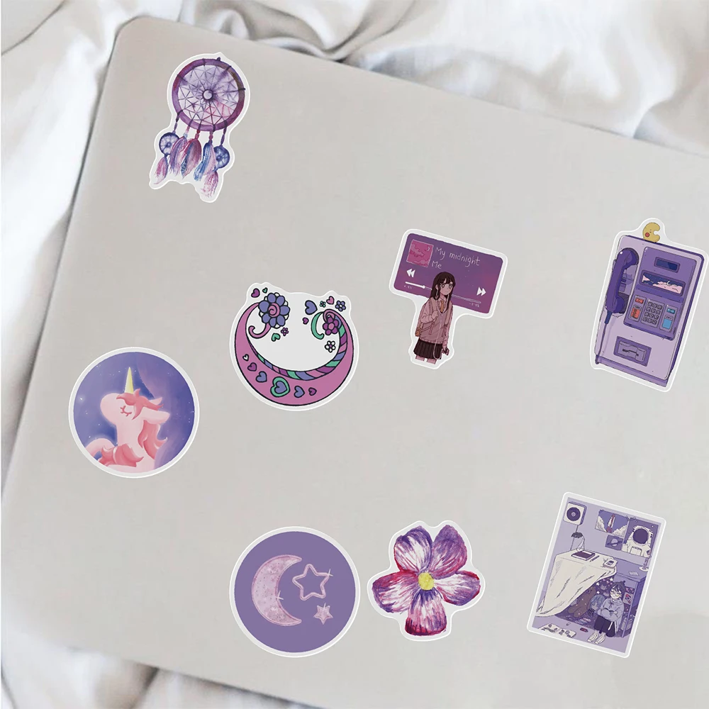 103050pcs ins style purple stickers aesthetic stickers decorative ablum diary squared paper stickers for children stationery free global shipping