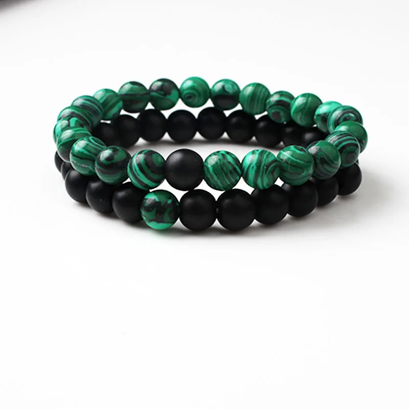 LanLi 8 мм зеленый + черный натуральный ювелирный Павлин рок браслет возлюбленной