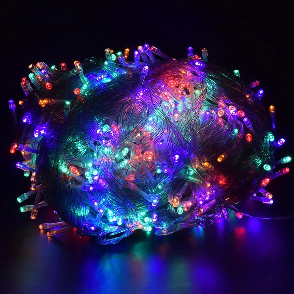Colorful Сказочный свет, Ландшафтная лампа, Рождественский Декор, 10 м, 100 светодиодный светильник, романтическая прочная сетчатая занавеска, садовые, на солнечной энергии, на открытом воздухе - Испускаемый цвет: Colorful