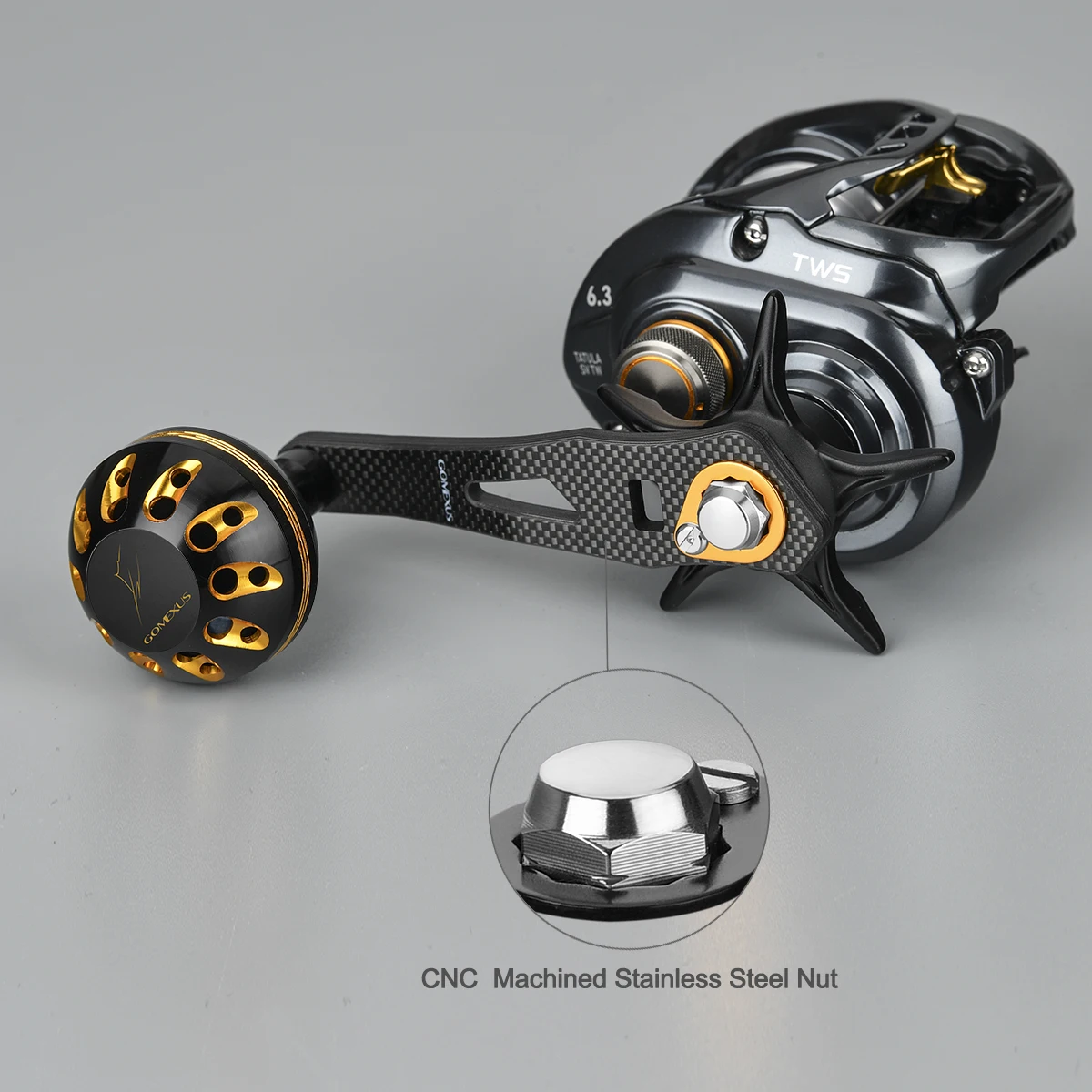 Gomexus катушка с ручкой из углерода для Shimano Curado Banax Daiwa Abu Garcia Doyo Lews 8x5 мм катушка для baitcasing 75 мм как описание
