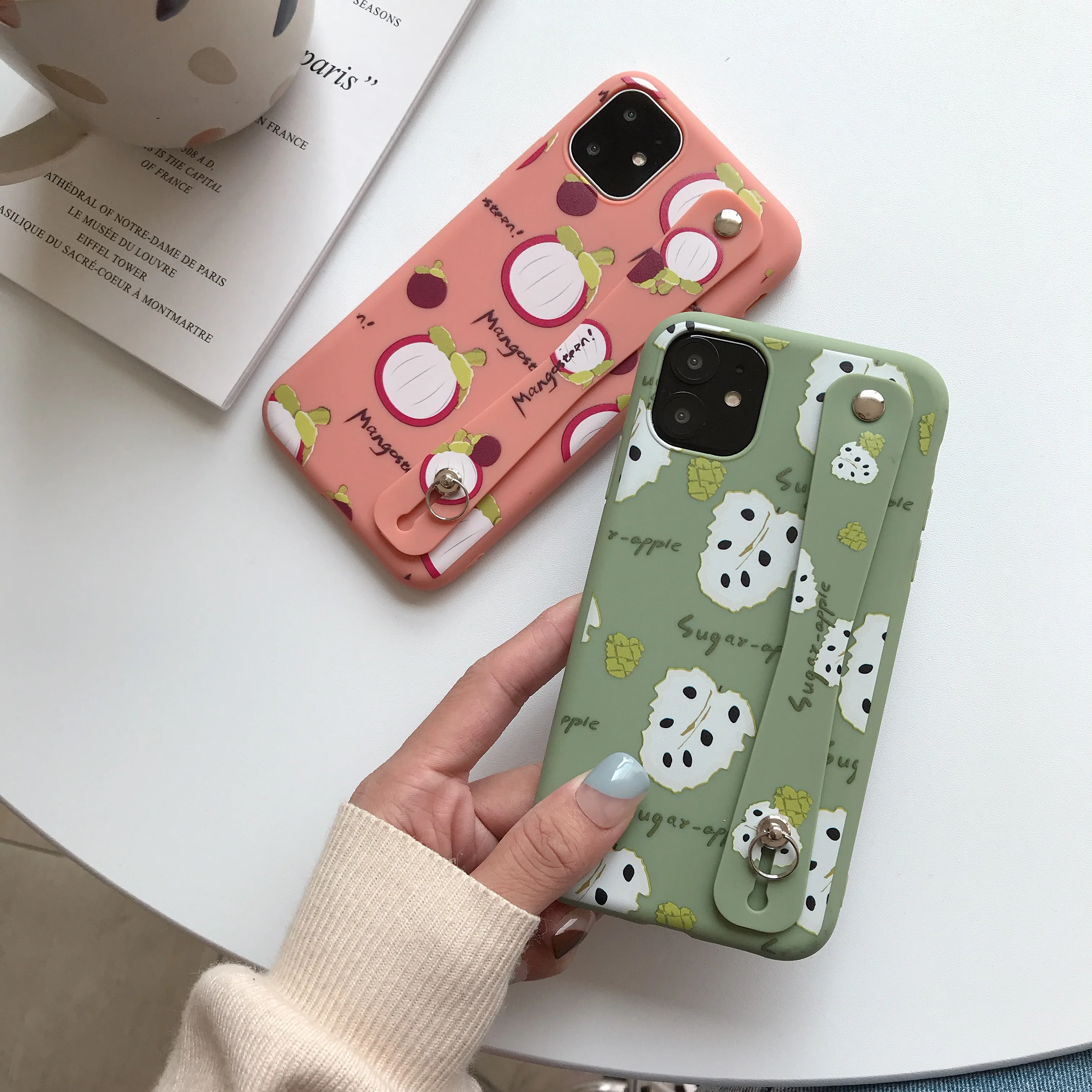 stylish and cute mangosteen mobile phone case for iPhone11 XS MAX XR X 8 7 6 6s plus soft protective cover stand wristband | Мобильные