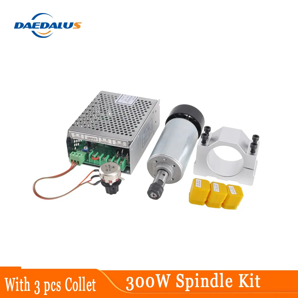 CNC Spindle Motor ER11 300W Air Cooled Router Bit Tools 110V 220V Mach3 Switching Power Supply 52mm Clamp For Milling Machine