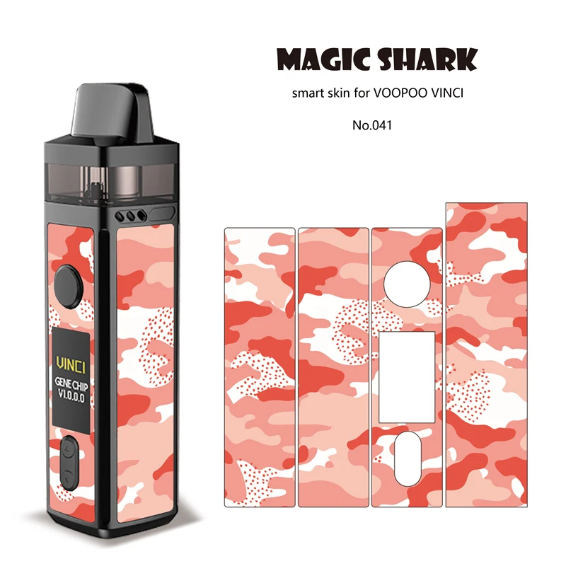 Волшебная Акула ультра тонкий военный армейский стерео Vape Pod ПВХ стикер пленка чехол для VOOPOO VINCI не выцветает 038-046