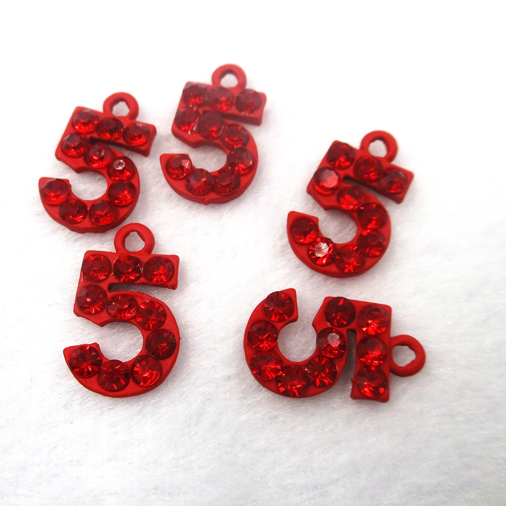 10pcs/lot 13*18mm Red Number 5 Charms Alloy Metal Gold Tone Enamel Oil Drop Fashion for DIY Jewelry Bracelet Necklace Making | Украшения и