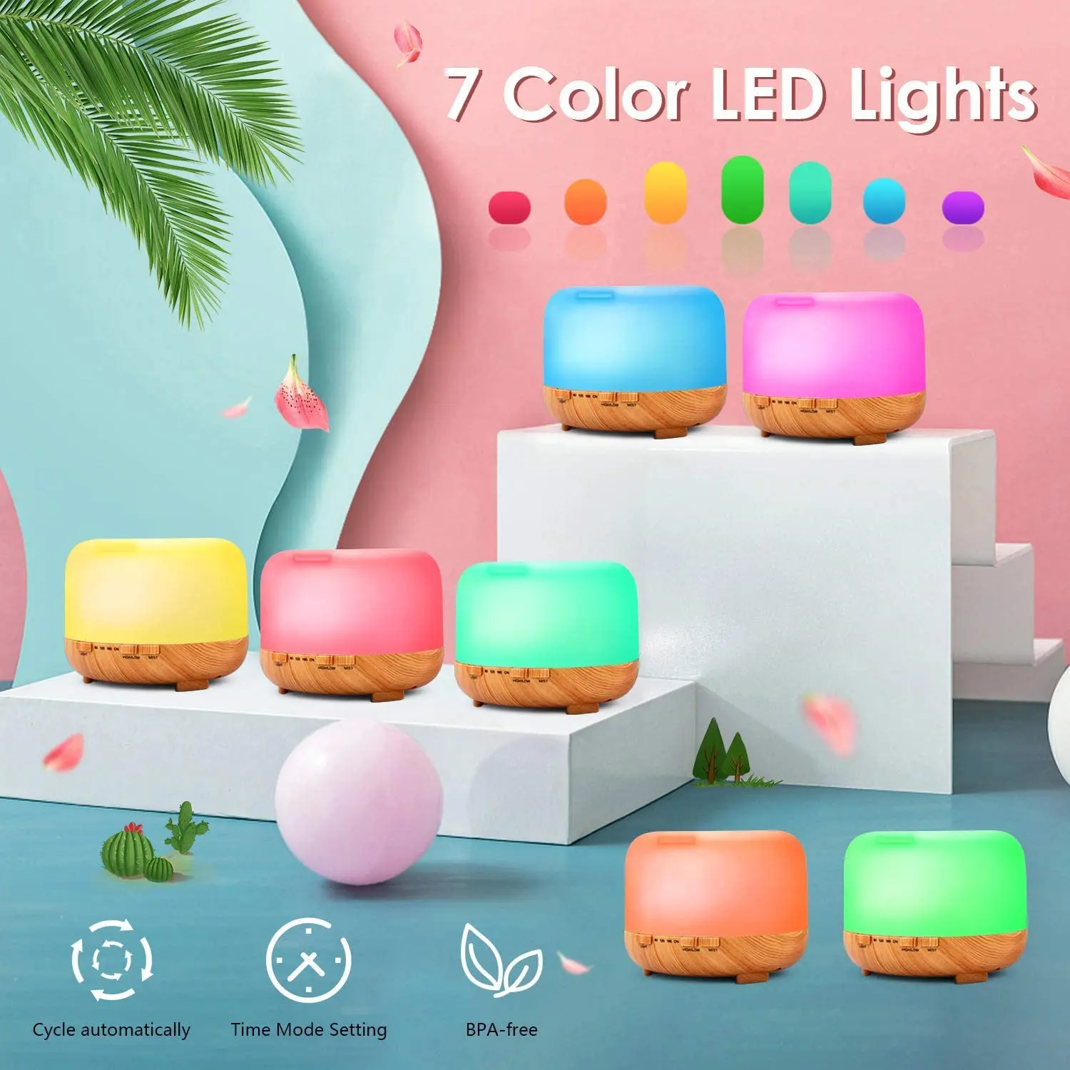 

500ML Remote Control Aromatherapy Oil Diffuser Ultrasonic Air Humidifier Mini Aroma Machine with Light for Easy Home Office