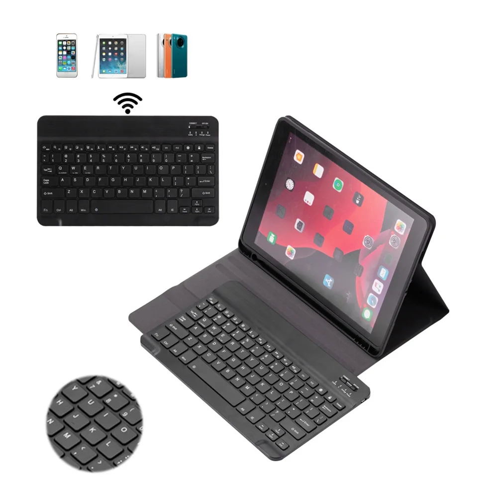 

Wireless Keyboard PU Leather Protective Cover Keyboard Case for iPad 10.2 inch with Detachable Wireless Bluetooth Keyboard