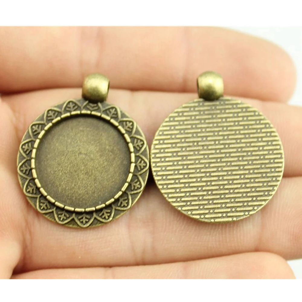 

5pcs 18mm Inner Size 2 Colors Simple Style Zinc Alloy Cameo Cabochon Base Setting Charms Pendant Jewelry Findings