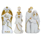 Статуя Иисуса сцена свет комплект предметы мебели Изделия из смолы рождественные наборы фигурки миниатюрный орнамент церковь подарок