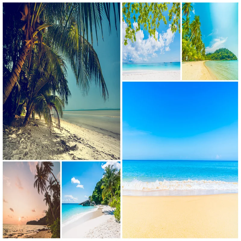 

Summer Tropical Palms Tree Sea Beach Photo Background Natural Scenic Photography Backdrop Photocall Photo Studio 21414XHF-05