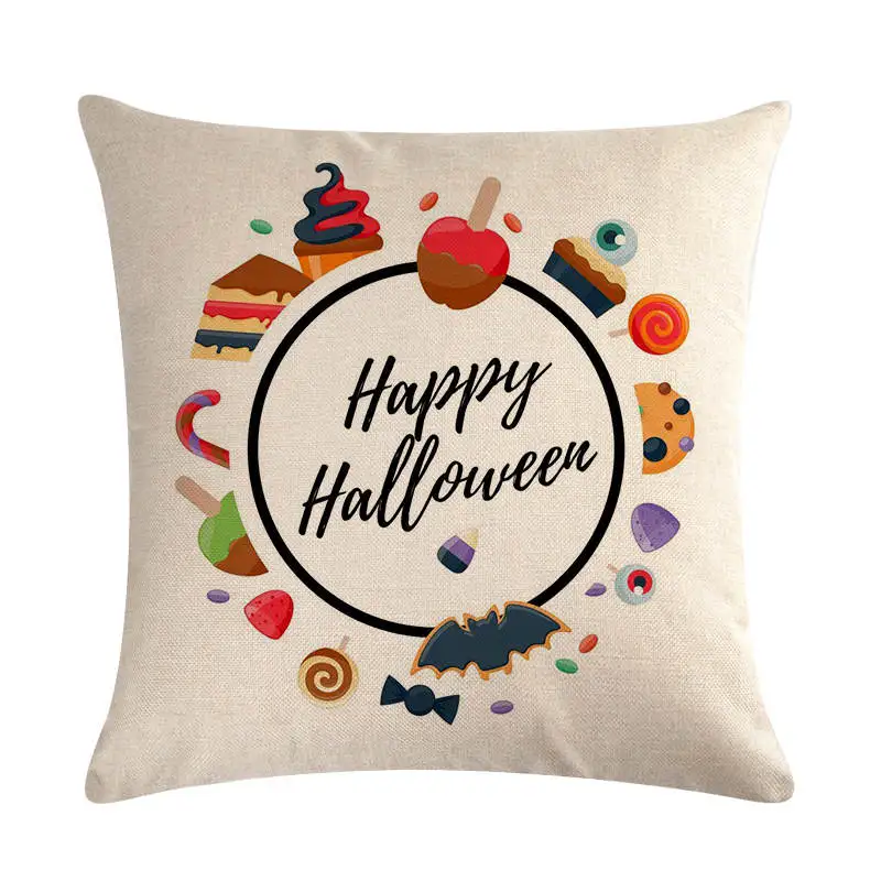 

45x45cm Halloween Pumpkin Ancient House Cat Festival Cushion Cover Cotton Linen Throw Pillow Cover Cushions Pillowcase For Sofa