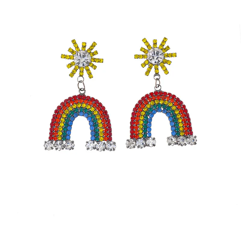 

Luxury Bohemian Crystal Wedding Earrings Women Engagement Charm Multi Color Rhinestones Boho Wholesale Dangle Earrings
