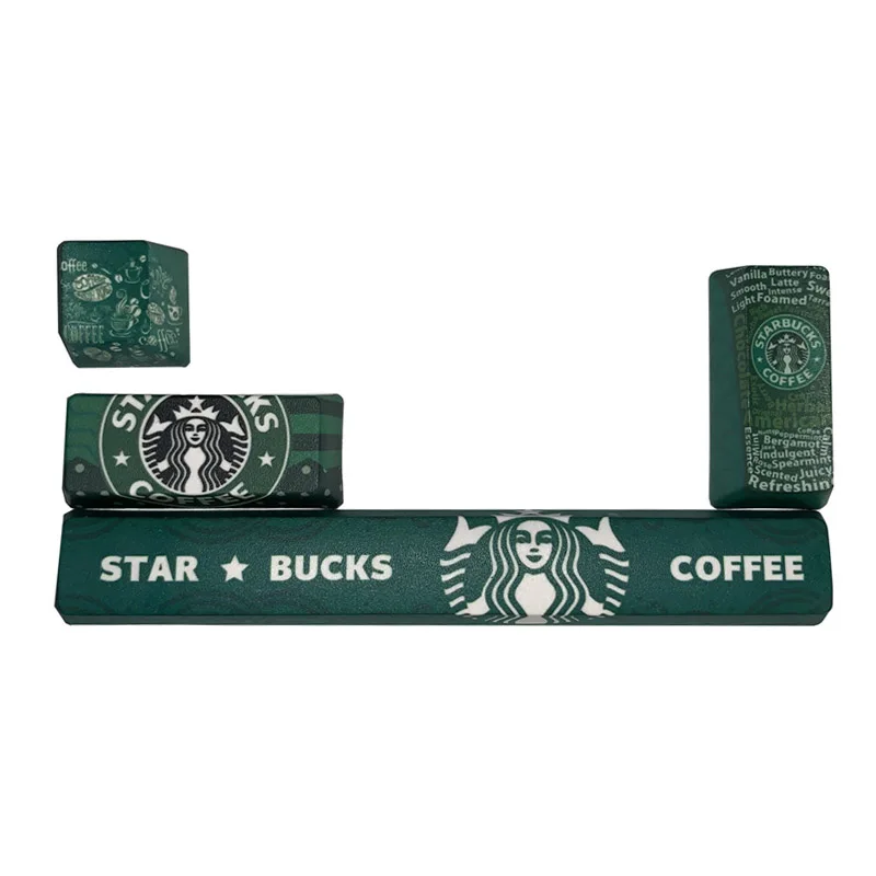 4 шт. колпачки ключей Starbucks PBT Сублимация ESC ввод клавиши пространство клавиша переключения OEM высота механическая клавиатура колпачок ключе...