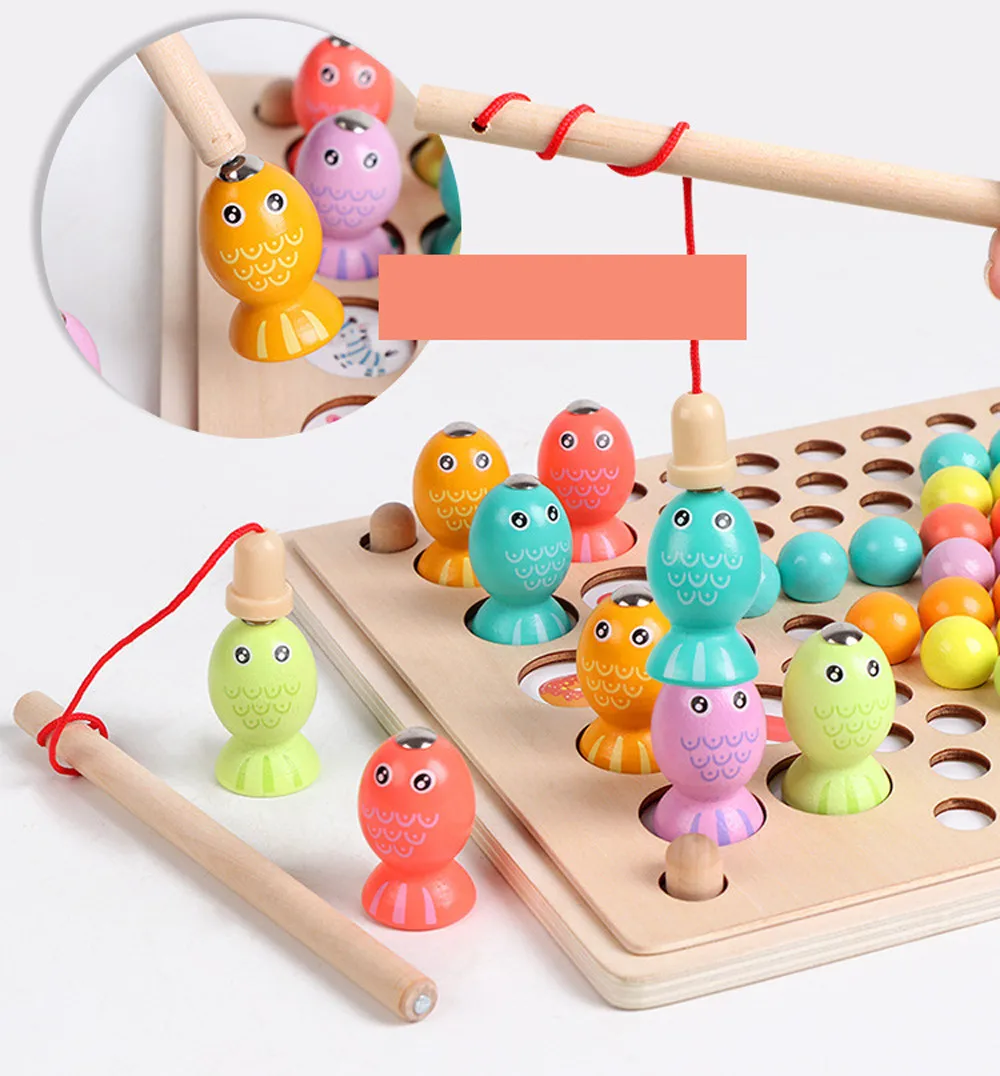 Деревянные игрушки детские шахматы для рыбалки с памятью подходящие к игре