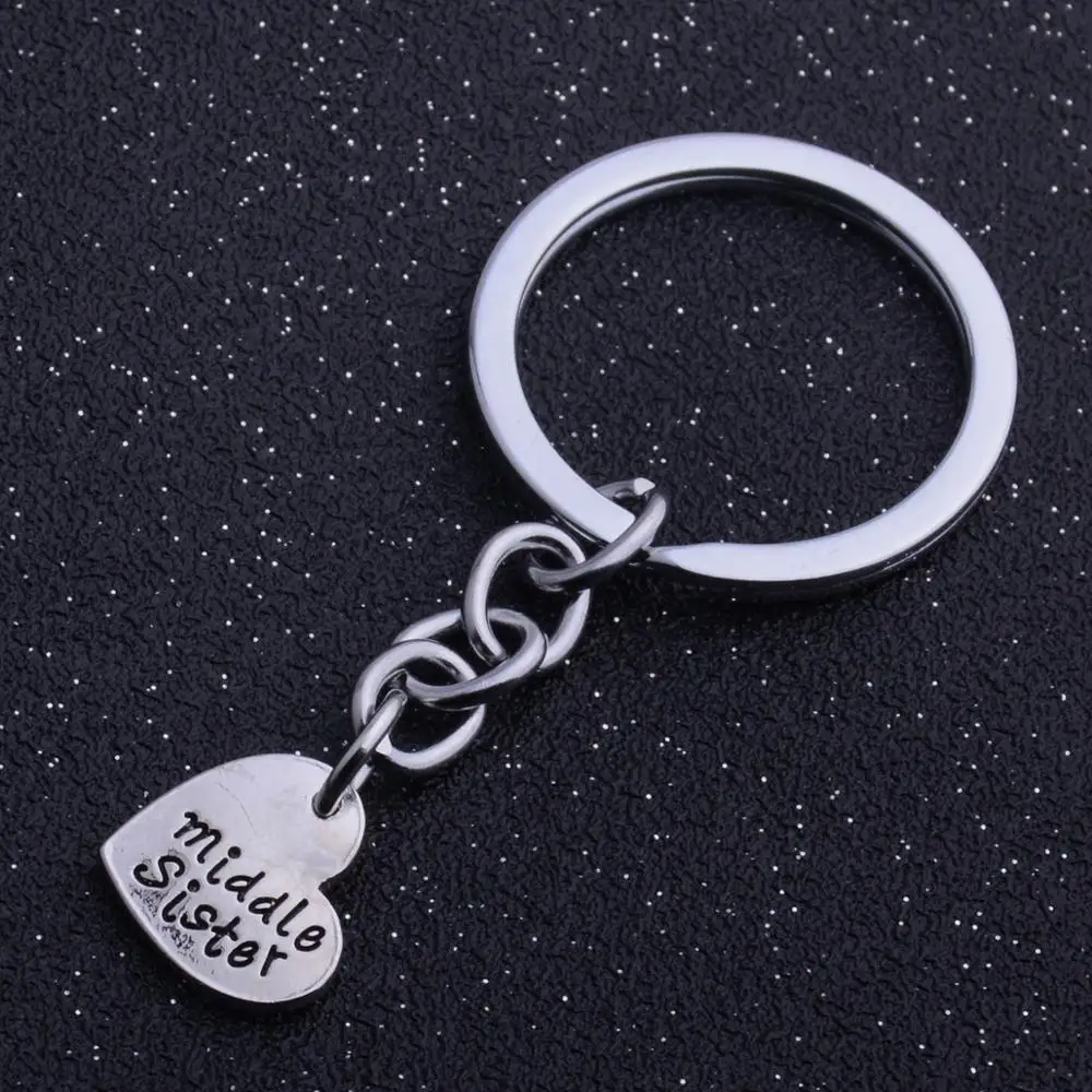 Big Middle Little Sister Keychains Heart Kerings Sisters Engraved Girls Jewlery Best Friends Gifts Christmas Presents | Украшения и