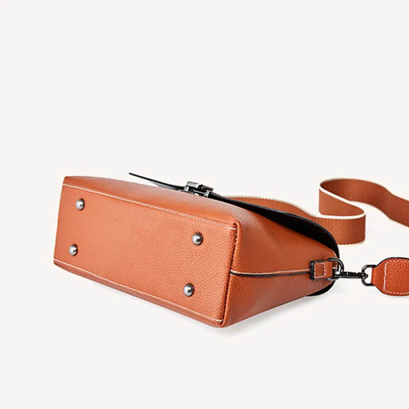 

2021 New first layer cowhide bag women all-match leather handbags lychee crossbody bag large-capacity handbag Genuine Leather