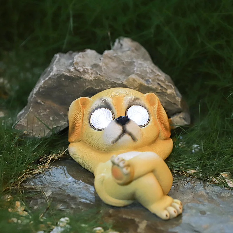 

Cute Puppy Statue Creative Solar Light Hand Painted Resin Ornament for Outdoor Garden Courtyard Decoration OCT998