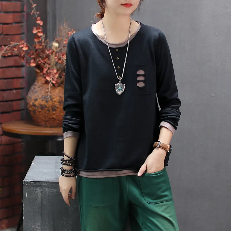 Женская трикотажная футболка пуловер из двух частей новинка искусственные в