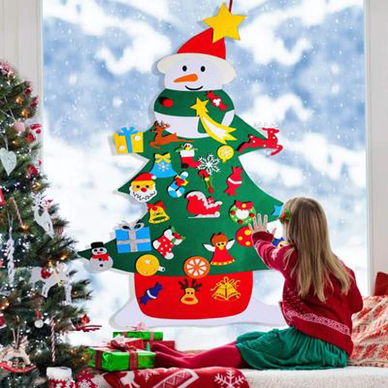 

Игрушки для творчества, войлочная Рождественская елка, снеговик с украшениями, искусственная Рождественская елка, детская игрушка, украшен...