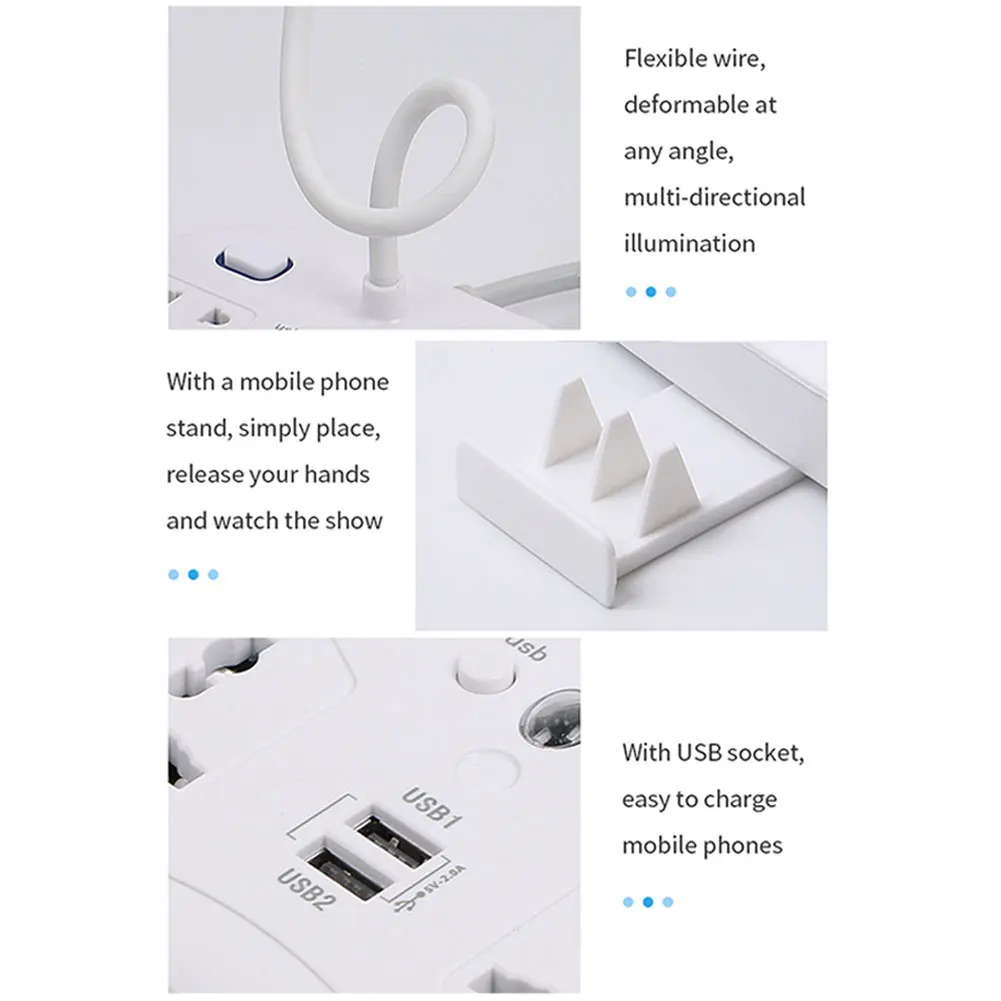 

Multi-function Dimmable With Socket For Bedroom Timing Flexible Eye Protection Remote Control Table Lamp Phone Holder Bedside