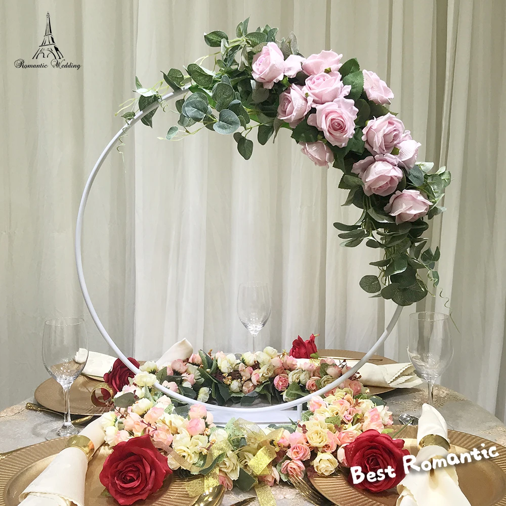 

S 6pcs Wedding Gold or White Round Metal Iron Flower Arch Stand Support for Party Event Decoration Floral Stand