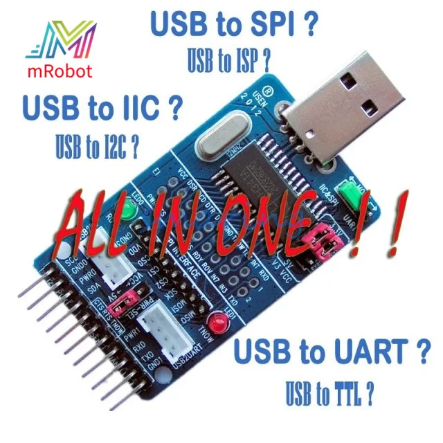 Адаптер-преобразователь GPIO для SPI/I2C/IIC/SPI/UART/TTL/ISP Master HID CH341A электронный игрушечный