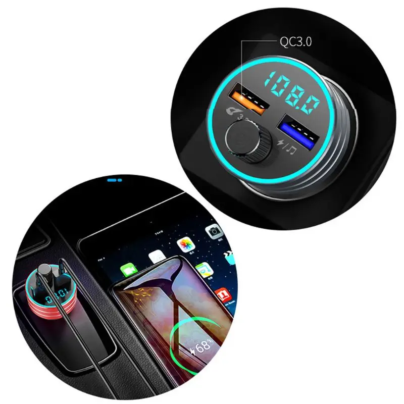 Беспроводной автомобильный Bluetooth fm передатчик MP3 радио адаптер двойное USB быстрое