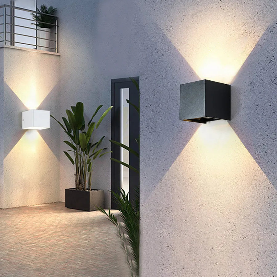 

12W 20W 40W Cube Adjustable Outdoor Led Porch Wall Light Up Down Waterproof LED Wall Light Garden Corridor Balcony Wall Lamps