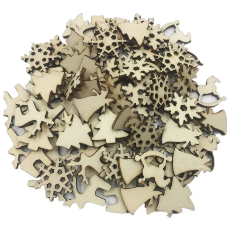200 шт рождественские украшения для дома натуральная деревянная подвеска сделай