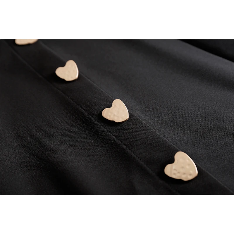 Bella philosophy 2002 women spring design black skirts long A-line loose lady elegant party metal button clothing | Женская одежда
