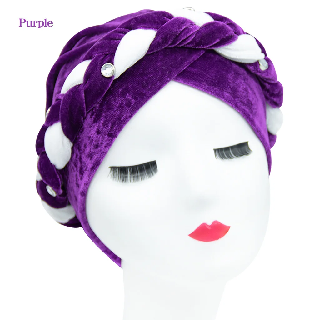 

Tam-O'-Shanter Muslim Beaded Double Color Braid Nationality-Featured Cap Pile Cap Wholesale Stain Bonnet