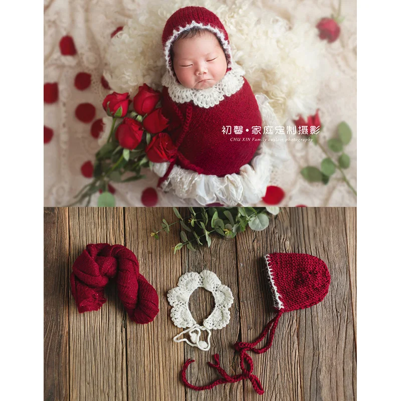 

newborn baby photography accessories props Christmas Hat and wrap set baby costume clothes