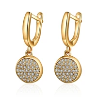 new fashion round gold cz drop earring paved cubic zirconia half ball dangle earrings for women jewelry accessories gifts