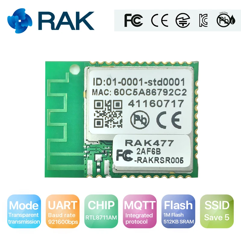 Беспроводной IoT модуль RAK477 низкий уровень мощности маленький размер UART серийный